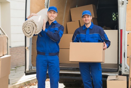 House movers working in a Hammersmith residential street