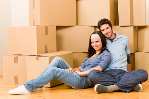 Professional man and van service focused on safety and protection