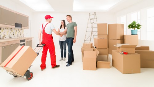 Residential flat move in Hammersmith with boxes and furniture