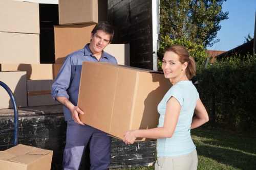 Packed boxes and household items ready for removals